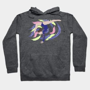 Gymnast Handstand Blue, Pink & Green Hoodie